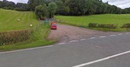 Entrance to woods off the A495., 